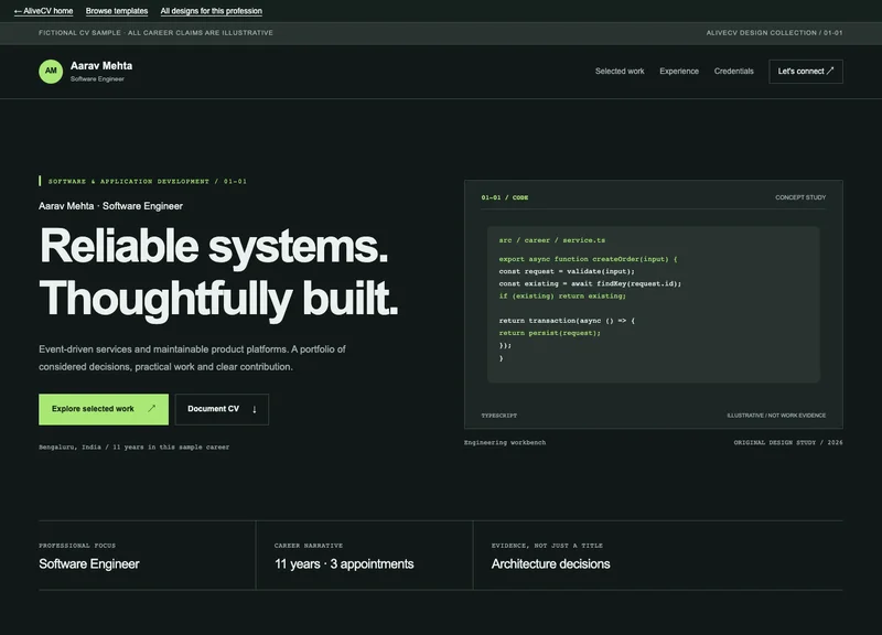 Software Engineer web portfolio design